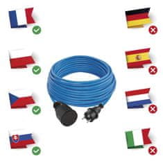 Emos Počasí odolný prodlužovací kabel 20 m / 1 zásuvka / modrý / PVC / 230 V / 1,5 mm2