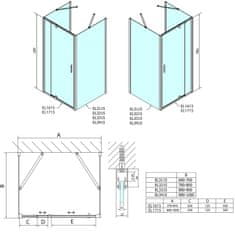 POLYSAN EASY třístěnný sprchový kout 900-1000x1000, pivot dveře, L/P, čiré sklo EL1715EL3415EL3415 - Polysan