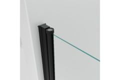 WellMall BETA LINE Black 120 Čiré Sprchové dveře dvoukřídlé s pevnou stěnou v rovině (100+20)