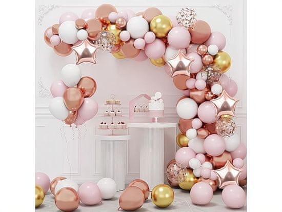bHome Velká sada balónků na girlandu růžovo-zlatá 117 ks