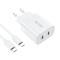 Tech-protect C20W síťová nabíječka 2x USB-C 20W + kabel USB-C, bíla