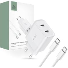 Tech-protect C20W síťová nabíječka 2x USB-C 20W + kabel USB-C, bíla