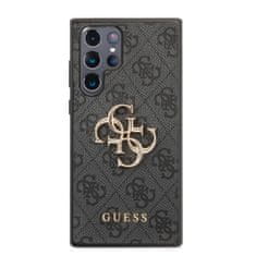 Guess  PU 4G Metal Logo Zadní Kryt pro Samsung Galaxy S22 Ultra Grey