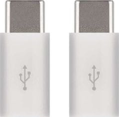 Emos Adaptér micro USB-B 2.0 / USB-C 2.0, bílý, 2 ks