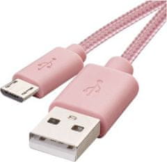 Emos Nabíjecí a datový kabel USB-A 2.0 / micro USB-B 2.0, 1 m, růžový