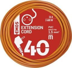 Emos Prodlužovací kabel 40 m / 1 zásuvka / oranžový / PVC / 230 V / 1,5 mm2