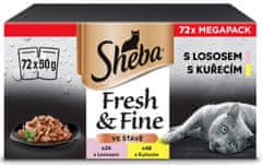 Sheba Fresh & Fine kapsičky pro kočky mixovaný výběr ve šťávě 72x50 g