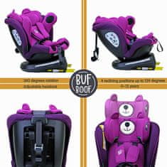 BUF BOOF Autosedačka TWT Plus iSIZE PurpleBear s otočným Isofixem o 360 stupňů od 0 do 36 kg 40-150 CM