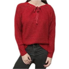 INNA  Dámský svetr se šňůrkou, univerzální velikost, měkký rozdílné barvy, červená