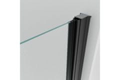 WellMall ALFA-V LINE Black 90 Grape Sprchové dveře jednokřídlé s pevnou stěnou v rovině (75+20)