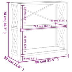 Vidaxl 3patrový regál 80 x 30 x 78 cm masivní dubové dřevo