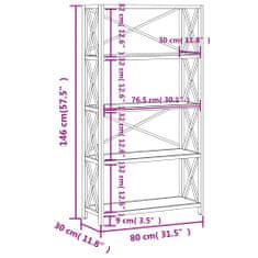 Vidaxl 5patrový regál 80 x 30 x 146 cm masivní dubové dřevo