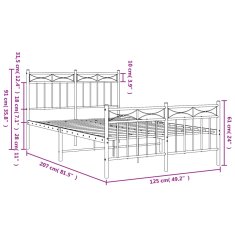 Vidaxl Kovový rám postele s hlavovým a nožním čelem bílý 120 x 200 cm