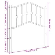 Greatstore Kovové čelo postele bílé 80 cm