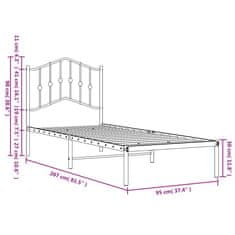 Vidaxl Kovový rám postele s čelem bílý 90 x 200 cm