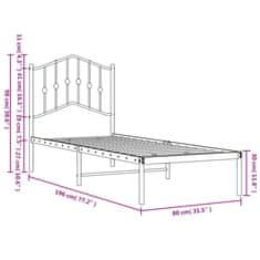 Vidaxl Kovový rám postele bez matrace s čelem bílý 75 x 190 cm