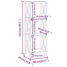 Vidaxl 4patrový regál 40 x 30 x 112 cm masivní dubové dřevo
