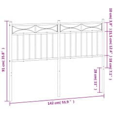 Vidaxl Kovové čelo postele bílé 135 cm