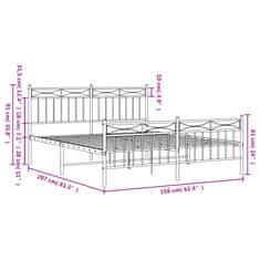 Vidaxl Kovový rám postele s hlavovým a nožním čelem bílý 150 x 200 cm