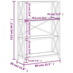 Vidaxl 4patrový regál 80 x 30 x 112 cm masivní dubové dřevo