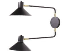 Beliani Kovová nástěnná lampa se 2 stínidly černá KADASSA