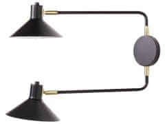Beliani Kovová nástěnná lampa se 2 stínidly černá KADASSA