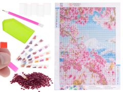 WOWO 5D Diamantová Výšivka Mozaika - Sada pro Malbu Cherry Blossom