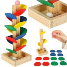 WOWO Montessori Vzdělávací Strom s Dřevěnými Kostkami a Kuličkovou Dráhou