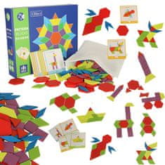 WOWO Dřevěné Montessori Puzzle Barevné Mozaikové Tvary, 155 Prvků pro Kreativní Hru