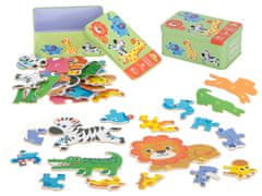 WOWO Safari Zvířátka - Puzzle v Plechové Krabičce, 25 Dílků