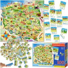 WOWO Vzdělávací Puzzle Mapa Polska od CASTORLAND, 128 dílků, pro děti 6+