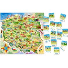 WOWO Vzdělávací Puzzle Mapa Polska od CASTORLAND, 128 dílků, pro děti 6+