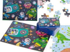 WOWO Dětské Vesmírné Puzzle v Plechovce - 100 Dílků pro Kreativní Zábavu