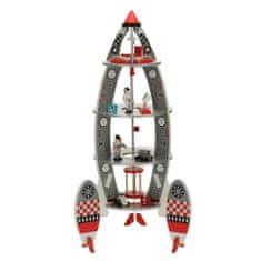 WOWO Dřevěná Hračka - Kosmická Loď Raketa s Astronautem pro Děti