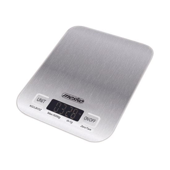 WOWO Elektronická Kuchyňská Váha Mesko MS 3169, Přesnost 1g, Max Kapacita 5kg, Inox, Bílá