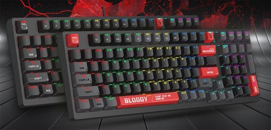 A4Tech Bloody S98 RGB podsvícená mechanická herní klávesnice, USB, CZ/SK