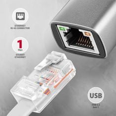 AXAGON ADE-TXCA, USB-C + USB-A 3.2 Gen 1 - Gigabit Ethernet síťová karta, Asix AX88179, auto instal