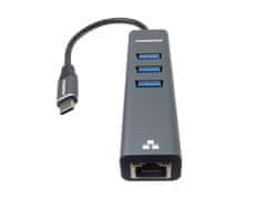 PremiumCord Adapter USB-C na Gigabit + 3x USB 3.0