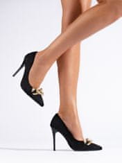 Vinceza Pěkné lodičky dámské černé na jehlovém podpatku + Ponožky Gatta Calzino Strech, černé, 39