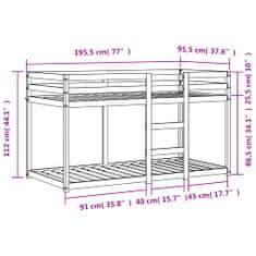 Vidaxl Patrová postel černá 90 x 190 cm masivní borové dřevo