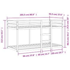 Vidaxl Patrová postel černá 90 x 200 cm masivní borové dřevo