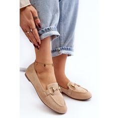 Dámské mokasíny s ornamentem Ecosuede Beige velikost 37