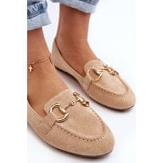 Dámské mokasíny s ornamentem Ecosuede Beige velikost 37