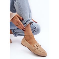 Dámské mokasíny s ornamentem Ecosuede Beige velikost 37