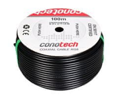 sapro Koaxiální kabel CONO-TECH RG6 NS100TRI , 1mm, CU/AL , Trishield, PE, 6,8mm, GEL 100m, fólie, černý