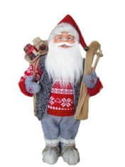 MagicHome Vánoční dekorace, stojící Santa s lyžemi, 60 cm