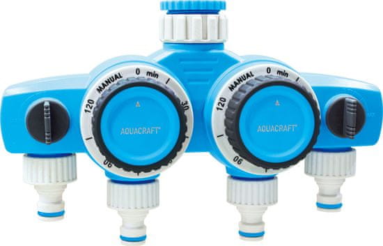 AQUACRAFT Časový spínač 290040, mechanický, 4cestný, náboj, zahradní, pro hadici, max. 120 min.