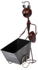 Dekorace MagicHome Mecco 4212, Mravenec s vozíkem, 46 cm, kovový plech
