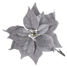 Květina MagicHome Vánoční Poinsettia, se špetkou, stříbrná, velikost květu: 25 cm, délka květu: 26 c