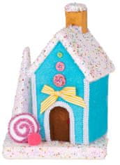 Dekorace MagicHome Christmas Candy Line, domeček, modrá, 19x27 cm